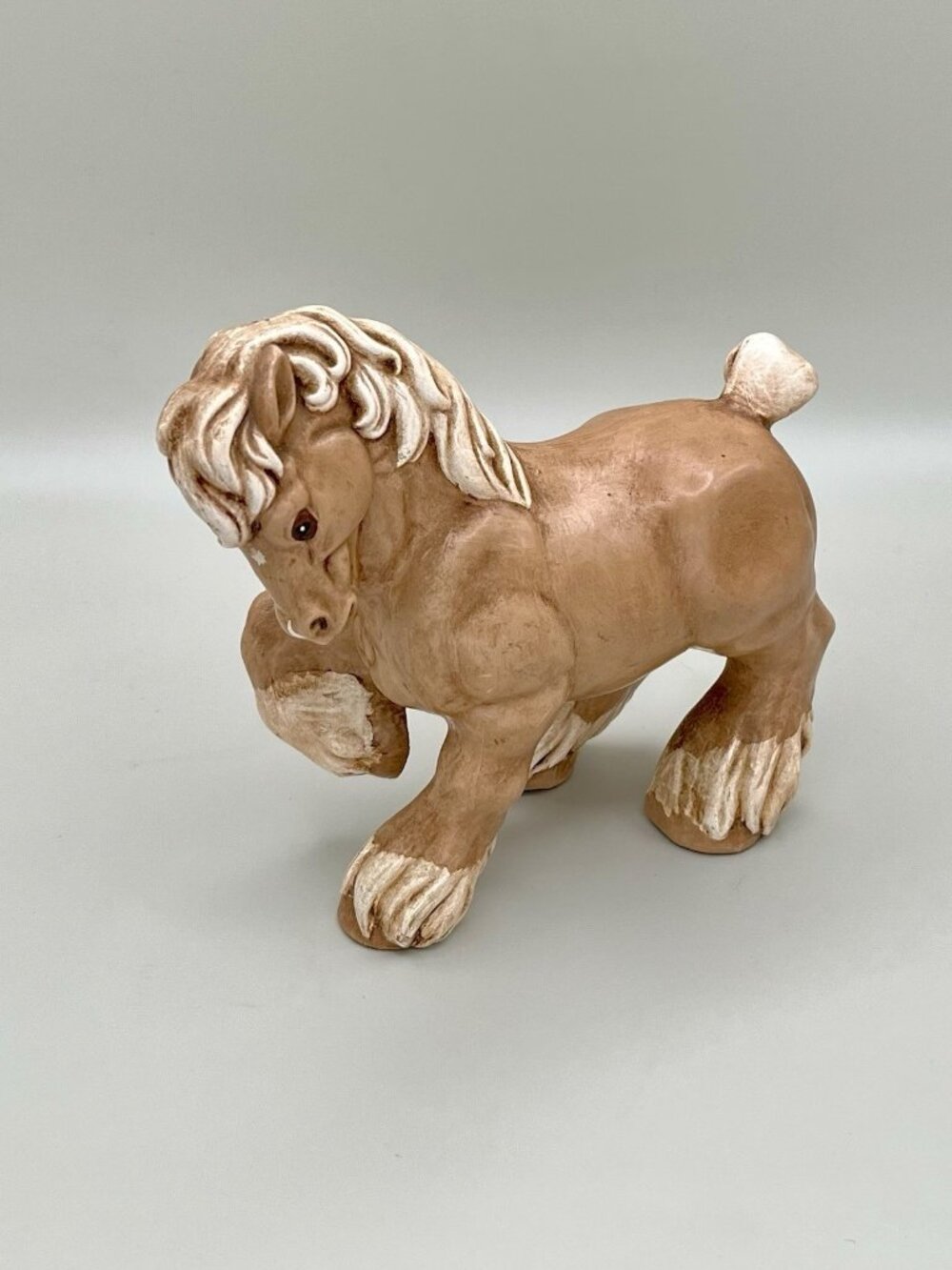 VTG Clydesdale Ceramic Horse Statue MCM Equestrian Figurine Mid Century Western